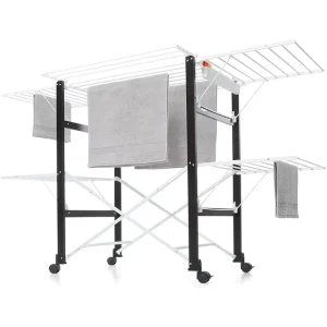 Adjustable Drying Rack Push Pull Aluminium Nylon Foldable Door Clothes Drying Rack