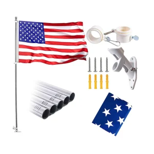 Adjustable Outdoor Wall Mount Flagpole Stand Kit with Holder Bracket Display Accessories
