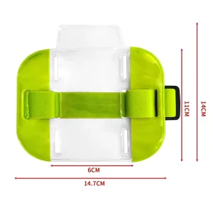 Adjustable Strap PVC Security ID Badge Holder Reflective Armband for Certificate Bags with Waterproof Feature