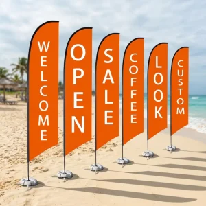 Advertising 6FT Fiberglass Pole Fabric Beach Wind Flag Banner with Custom Print Outdoor Feather Teardrop Flag Promotion