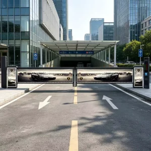 Advertising Barrier Gate Used for Parking Lot Entrance and Exit in Commercial District
