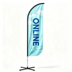Advertising Blade Flag Display Kit with Replaceable Printed Graphic for Food Service Promotion