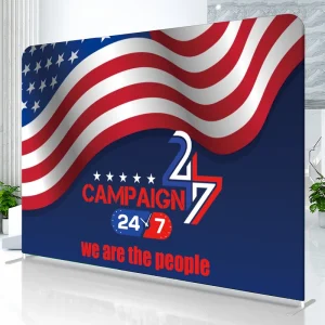 Advertising Exhibition Booth Folding Backdrop Custom Logo Fabric Aluminum Display Stand 10ft Pop up Background Banner