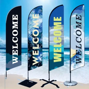 Advertising Exhibition Custom Outdoor Beach Flag Promotional Feather Flags Pennant Waterproof Double Sided Polyester