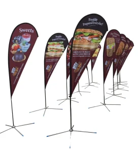 Advertising Feather Banners Stand with Fiberglass Poles Display Accessories Customizable Sizes Durable