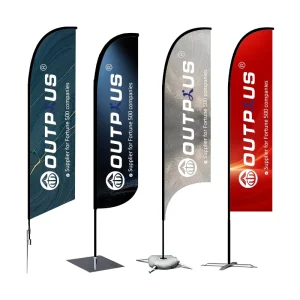 Advertising Feather Flags Big Beach Flag Digital Printing Polyester Fiberglass Flagpole Waterproof Durable