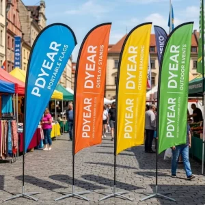 Advertising Flags with Logo Custom Print Polyester Fabric UV Resistant Waterproof Flag Banner for Market Events Trade Show