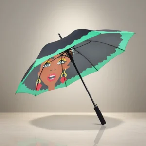 Advertising Promotion Custom Photo Print 23Inch 8 Ribs Parasol Auto Open Fiberglass Shaft Pongee Canopy Straight Umbrella