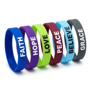 Advertising Silicone Rubber Wristbands 1 Color Printing with Religious Phrases Silicone Bracelets Suitable for Church Activities