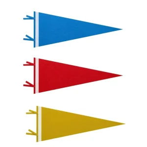 Advertising Sports Custom Screen Subalimation Printed Blue Red White Felt Blank Triangle Pennant