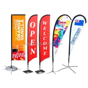 Advertising Teardrop Flying Beach Flag Feather Style Pennant Digital Printing Durable Fiberglass Wind Swooper Pole Beach Banner