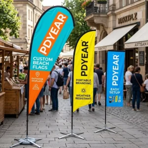 Advertising Windproof Fiberglass Beach Flag Kit Rectangle Feather Teardrop Flag for Trade Show and Event Promotion