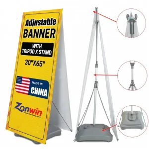 Advertising X Stand 60x160cm Custom Windproof Aluminum Alloy Banners Fast Delivery Single Side X Banners with Water Tank
