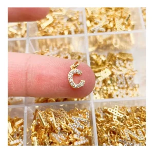 Alloy Crystal Rhinestone Letter Charms Rhinestones Alphabet A Z Pendant Dangles for Valentine’s Day Jewelry Making