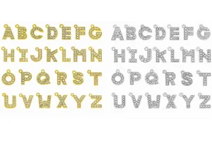 Alloy Metal A Z 26 Crystal Letter Charms Diamond Alphabet Pendant Rhinestone Letters Pendant