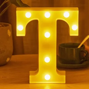 Alphabet A Z LED Lights Letter T Night Lights Warm White Battery Operated for Outdoor Wedding and Birthday Parties