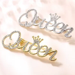 Alphabet Letter Brooches Personalized Design Crown Brooch Women’s Exquisite Rhinestone Brooch Pins