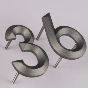 Aluminum 3D Carved Frosted Solid Lettering Custom Indoor Hotel Door Sign Aluminum House Number 3 Dimensional Letters