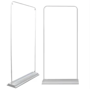 Aluminum Alloy Curved Door Shaped Lightweight Floor Standing Banner Display Stand CMYK Digital Printing for Advertising