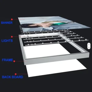 Aluminum Alloy Rectangle Frame LED Backlit Single Sided Hanging Wall Mounted Decorative Fabric Lightbox Display