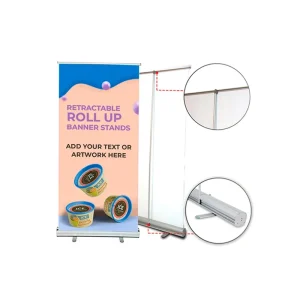 Aluminum Alloy Roll Up Banner Display Stand Advertising Board Storefront Sign Portable