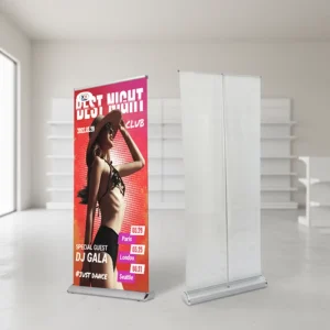 Aluminum Portable Adjustable Roll Banner Stand Double Sided Wide Base Retractable Rollup Advertising Pull up Display Racks