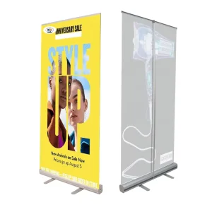 Aluminum Portable Roll up Advertising Display Banner Stand 200x80cm Base Retractable Rollup Banner Stand for Business Promotion