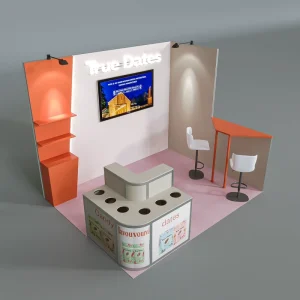 Aluminum Profiles Custom Size Ice Cream Display Storage Table with Dine-in Table and Shelves Modular Exhibition Stands
