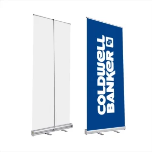 Aluminum Roll Up Banner Pull Up Stand Display 85cmx200cm Teardrop Shape Heat Transfer Dye Sublimation Printed