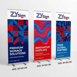 Aluminum Roll Up Banners Lightweight Retractable Portable Advertising Displays Tool Free Assembly for Promotion Printed Use