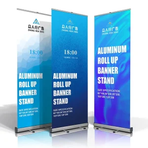 Aluminum Roll up Advertising Banner Stand with Retractable Banners CMYK Digital Printing Custom Logo