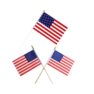 American USA Handheld Waving Flag 10*15cm Plastic Pole Polyester Offset Printing