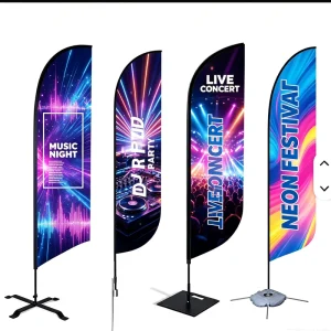 Angled Blade Flag Advertising Banner with Fiberglass Pole