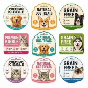 Anti Tear Waterproof Custom Pet Adhesive Labels Self Adhesive Vinyl Stickers for Pet Supply Brand Marking
