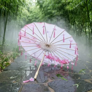 Antique Chinese Hanfu Performance Silk Umbrella Manual Control Petal Propel Dance Umbrella Craft for Parties