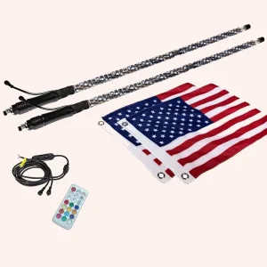App Remote Control Antenna Whips Lamp Accessories RGB 360 Degree Spiral LED Whip Lights for UTV Off Road Vehicle ATV