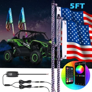 App and Remote Control Blue-tooths Flexible Spiral RGB Antennas Offroad Car UTV ATV RZR Flag LED Whips Light for ATV