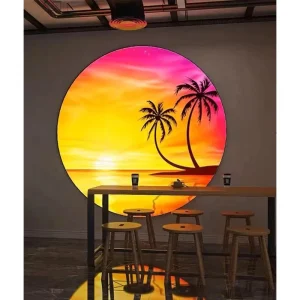 Arc Shaped Mesh Red LED Soft Film Light Box for Trendy Places in Shopping Malls and Hotels Aluminum Fabric Lightbox