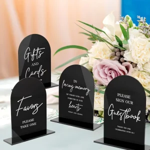 Arch Acrylic DIY Wedding Sign Holder Blank Table Number with Stand for Centerpiece Reception Party Anniversary Event Decorations