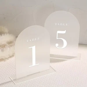 Arch Acrylic Table Signs Frosted Table Numbers Wedding Custom Table Number Holder Stand