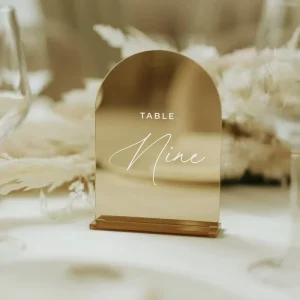 Arched Table Signs Acrylic Wedding Table Number 1-20 with Stand Black Acrylic Table Numbers Wedding Decoration