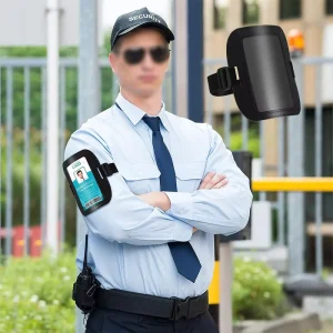 Arm Badge Holder for Men Pu Leather ID Armband Adjustable Badge Holder with Elastic Arm Band Waterproof Ski Pass Armband