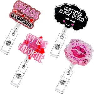 Arrow Through Heart Design Acrylic ID Badge Reel with Belt Clip for Employees Best Quality
