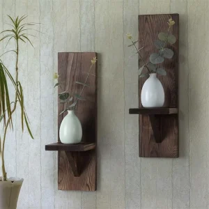 Art Deco Wooden Wall Mounted Vase Display Stand Wedding Corridor Candle Holder Home Wall Decor Rack