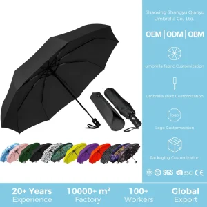 Automatic UV Sun Parasol 3 Fold High Wind Resistant Rain Umbrella Custom Logo Printed Manual Control Promotional Item