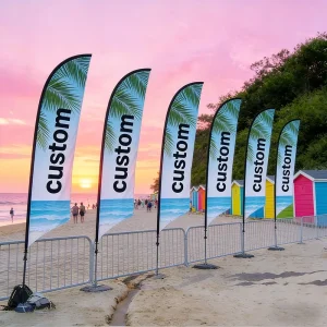 B2B Portable Teardrop Pennant Banner Flag Custom Logo Durable Eye Catching Retail Pop Sale Limited Time Promotion