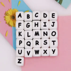 BPA Free 12mm Square Cube Silicone Alphabet Letter Beads PVC Product Category