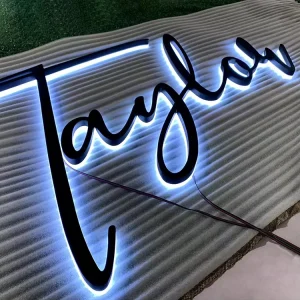 Back lit 3D Logo Sign Metal Luminous Letter Light Outdoor Mall Coffee Beauty Shop Store Office Acrylic Sign