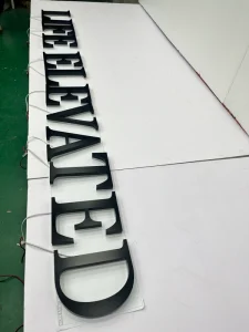 Backlit LED Logo Design Signboards 3D Black Matte Lacquered Stainless Steel Commercial Outdoor Use 3 Year