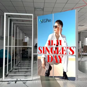 Backlit LED Textile Light Box with PVC Profile Frame Portable Modular Fabric Advertising Light Box Display with Shelves